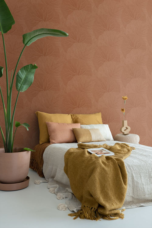 ESTAhome behang bladeren terracotta - 53 cm x 10.05 m - 139915