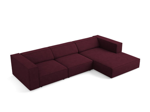 Cosmopolitan Design rechter hoekbank Arendal 4-zits, chenille met ribbeleffect, robijn - 166x284x70cm