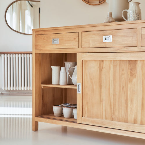 Tikamoon Massief teakhouten dressoir 180 cm - Naturel - vtwonen shop