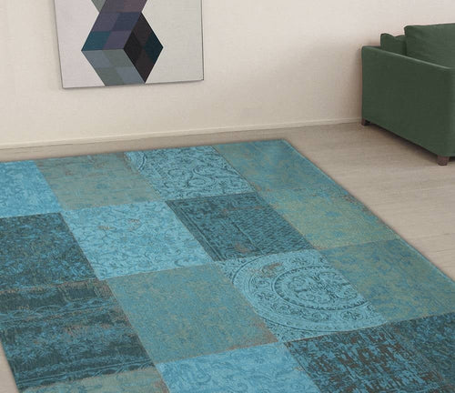 Vintage vloerkleed 8015 Azur - Blauw - 230 x 230 cm