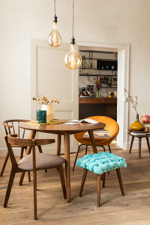 J-Line stoel Rond - metaal/textiel - oker - 2 stuks - vtwonen shop