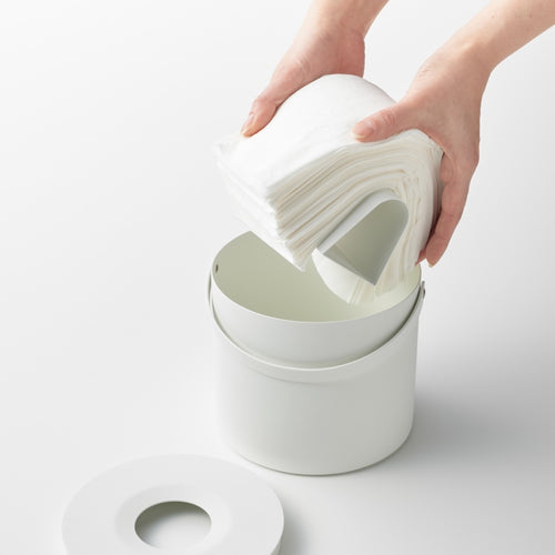 Yamazaki Tissuebox Rond met Handvat - Tower - Wit - vtwonen shop