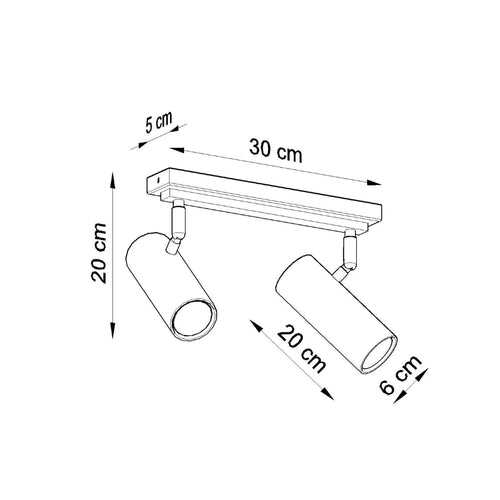Sollux Lighting Plafondlamp DIREZIONE 2 wit - 30x6x20cm
