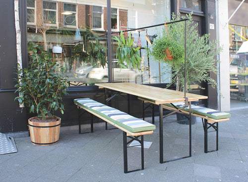 MaximaVida inklapbare picknickset Berlijn 200 cm 3-laags blanke lak - FSC hout