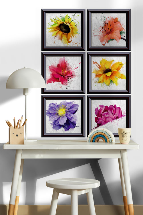 Sanders & Sanders muursticker bloemen geel, paars en roze - 85 x 65 cm - 600276