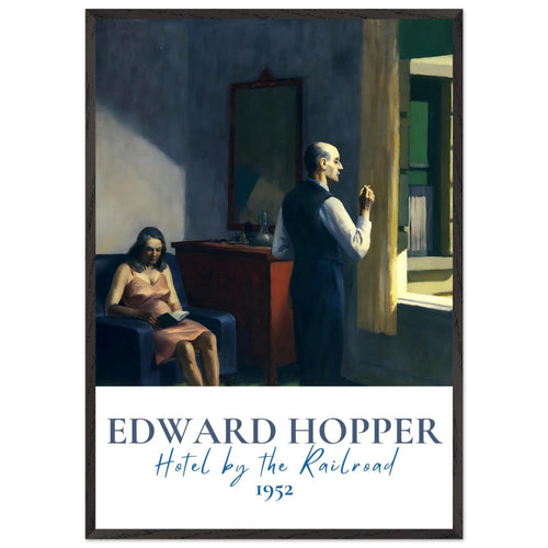 Artfulprints Poster met Lijst Edward Hopper - Hotel by the railroad   - 70x100 cm - Meerkleurig