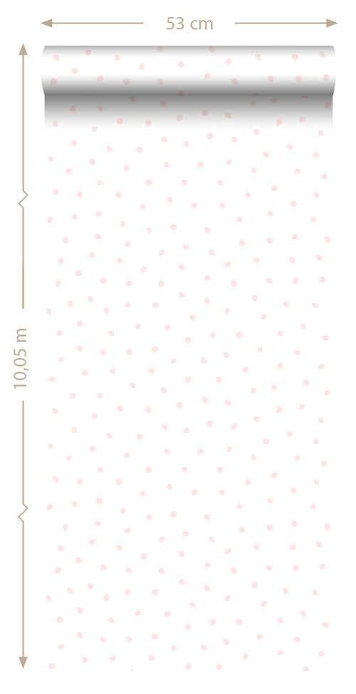ESTAhome behang stippen licht roze en wit - 53 cm x 10.05 m - 138936