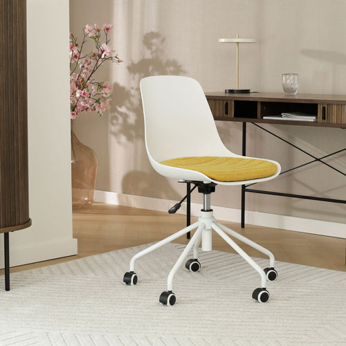 Nolon Nout-Liv Bureaustoel Wit - Okergeel Kussen - Wit Onderstel - vtwonen shop
