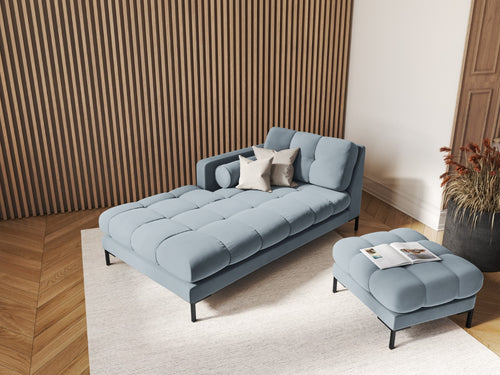 Cosmopolitan Design linker meridiaan Bali flueel, lichtblauw - 185x102x75cm