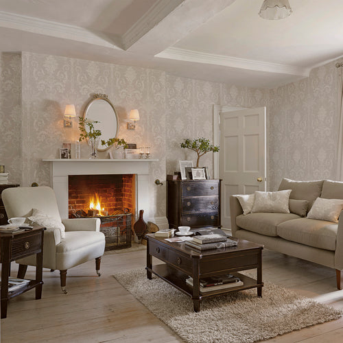 Laura Ashley Vliesbehang - Josette White & Dove Grey - 10mx52cm - vtwonen shop