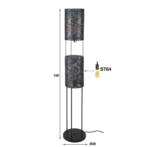 Giga Meubel Vloerlamp Armor Tube - Zwart Metaal - 2-Lichts - 28x28x150cm - vtwonen shop