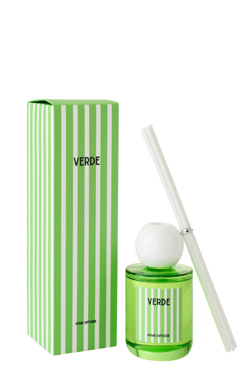 J-Line geurstokjes Verde Oplosmiddel - Spring Ivy & Neroli - glas - groen - large