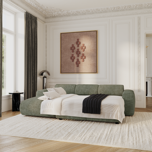 Sia Home - Hoekbanken YUMA - Fluweel met structuur - Saliegroen - 283cm