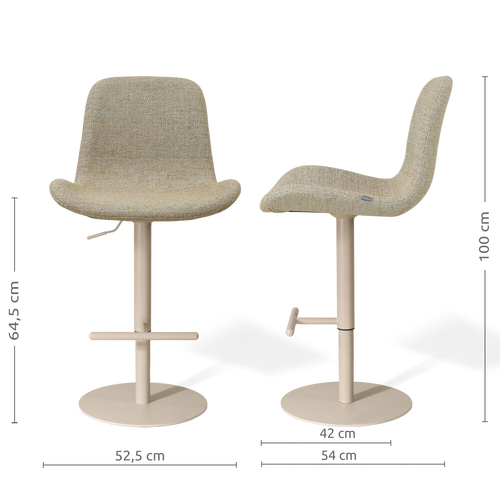 Nolon Niva-Fé tulp barkruk taupe melange - verstelbaar - beige poten