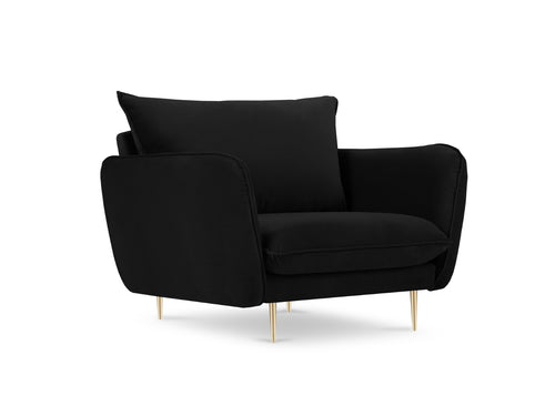 Cosmopolitan Design Fauteuil Vienna flueel, zwart - 94x97x95cm