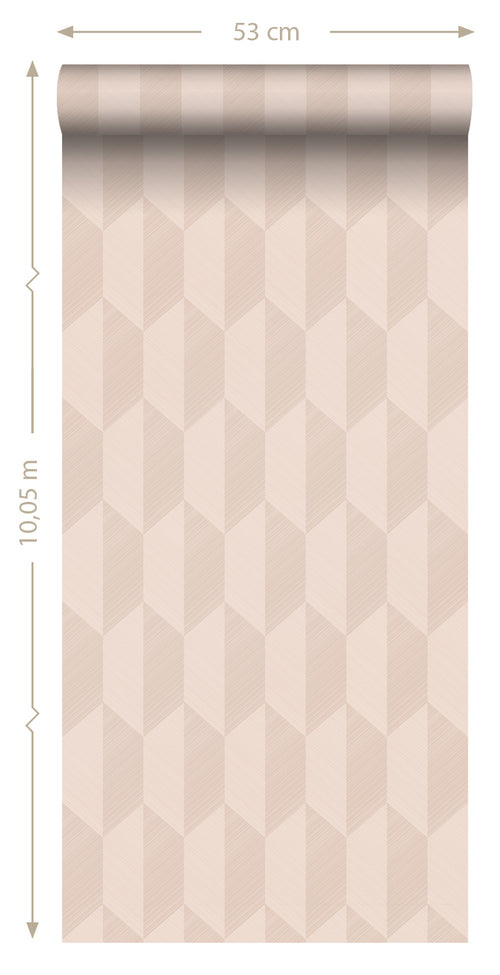 Origin Wallcoverings eco-texture vliesbehang 3D-motief zacht roze - 50 x 900 cm - 348031 - vtwonen shop