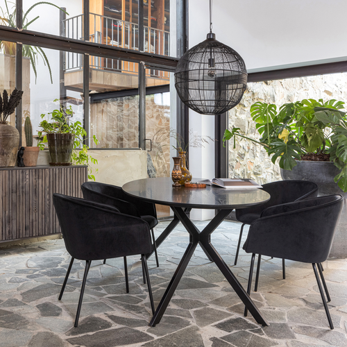 WOOOD eettafel Bruno Ovaal - Mdf - Zwart - 75x220x100 - vtwonen shop