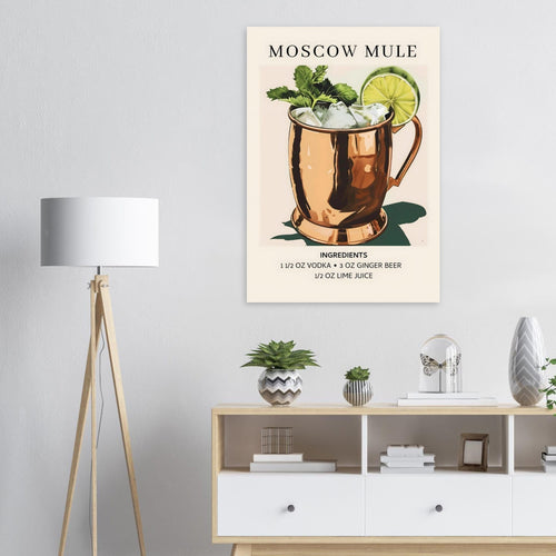 Artfulprints Poster met Lijst Moscow Mule cocktail I - Ingrediënten   - 30x40 cm - Meerkleurig