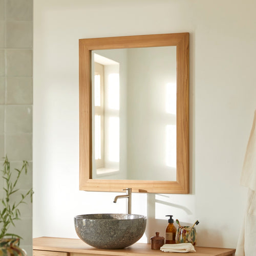 Tikamoon Teakhouten spiegel 90 x 70 cm - Naturel - vtwonen shop