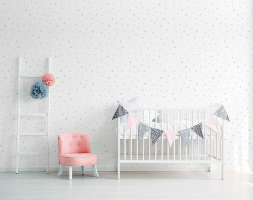 Sanders & Sanders behang sterretjes blauw, beige en wit - 53 cm x 10 m - 640455 - vtwonen shop