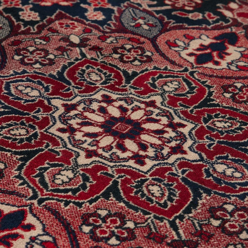 Tier Vintage vloerkleed Manami rood met franjes