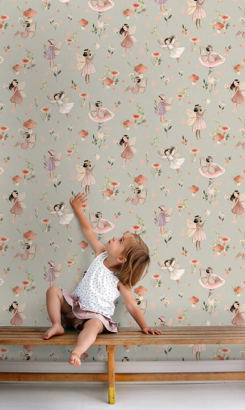 ESTAhome behang elfjes roze en blauwgroen - 50 x 900 cm - 131339
