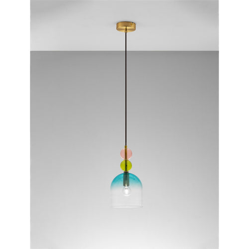 Nova Luce MURANO Dome hanglamp voor aan het plafond, glanzend lichtgroen, blauw, roze, zandgoud, E14 fitting, 1x5W