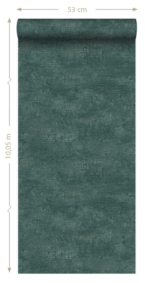 Origin Wallcoverings behang natuursteen met craquelé effect smaragd groen - 53 cm x 10,05 m - 347561 - vtwonen shop