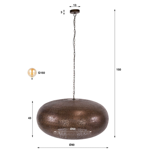 Giga Meubel Hanglamp Cielo - Koper Metaal - 1-lichts - Ø90cm