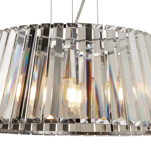 Searchlight Tiara 5-lichts plafondlamp tot half-inbouw plafondlamp - chroommetaal en helder glas