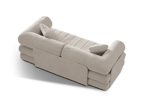 Cosmopolitan Design Converteerbare bank Kemi 3-zits, flueel beige - 95x206x70cm