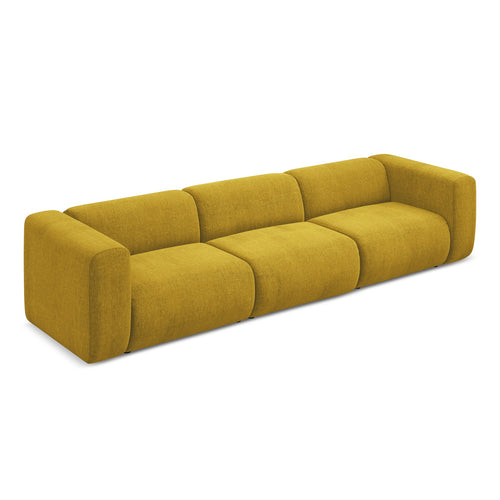 LaMiaSofa 4-zits bank Bari - chenille stof - mosterd - 319x89x70