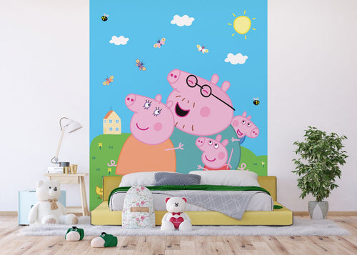 Sanders & Sanders fotobehang Peppa Pig groen, blauw en roze - 270 x 225 cm - 601212