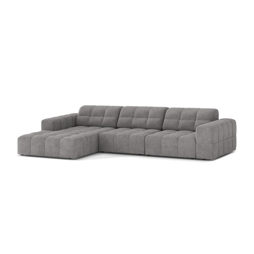 Cosmopolitan Design - Linker hoekbank Chicago 4-zits, chenille lichtgrijs - 167x294x78cm