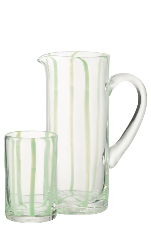 J-Line karaf Strepen - glas - transparant/groen - vtwonen shop