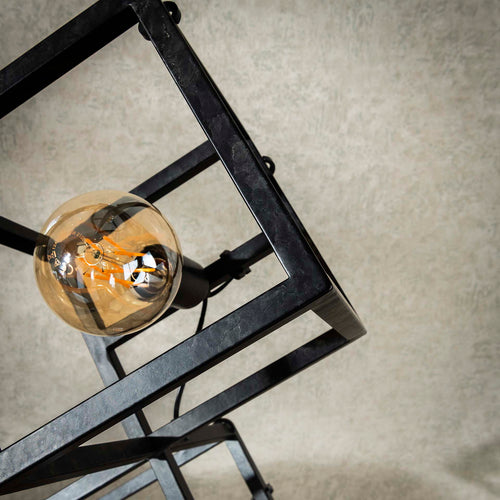 Giga Meubel Vloerlamp Kubus - Zwart Metaal - 4-Lichts - 35x35x150cm - vtwonen shop