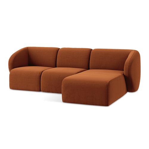 LaMiaSofa hoekbank rechts Cervo - velours - terracotta - 248x166x77