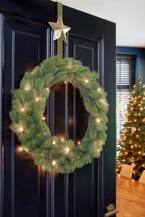 Black Box Trees Nagoya Kerstkrans met LED Verlichting - H12 x Ø45 cm - Groen - vtwonen shop