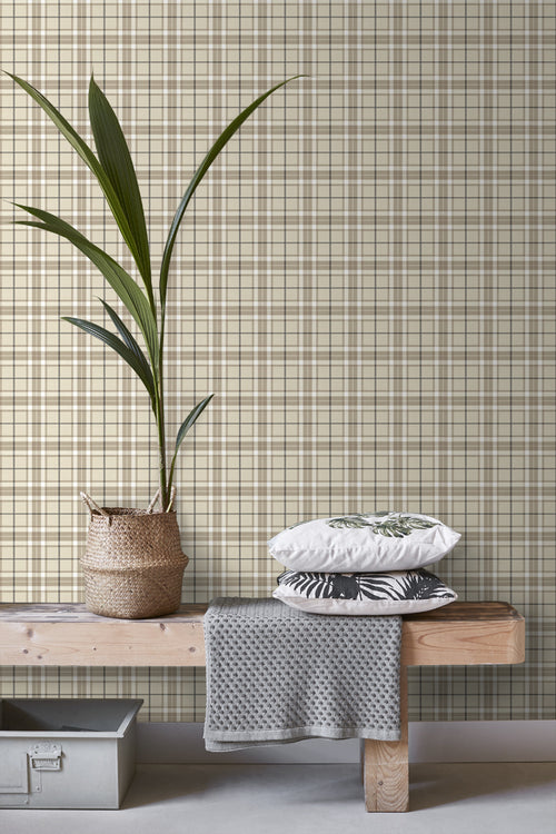 ESTAhome behang ruiten beige en bruin - 53 cm x 10.05 m - 137723