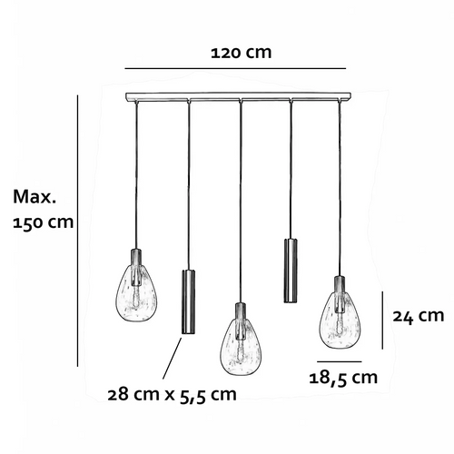 Freelight hanglamp Dorato - 5 lichts - 126  x 150   cm - zwart goud - vtwonen shop