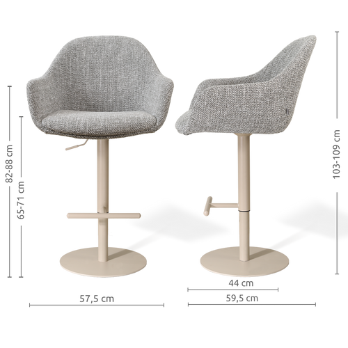 Nolon Niva-Mae tulp barkruk grijs blend verstelbaar - beige poten