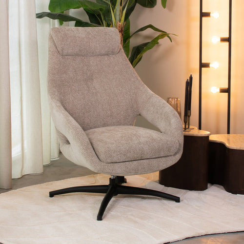LABEL51 Draaifauteuil Maxwell - Beige/Zwart - 75x84x108cm