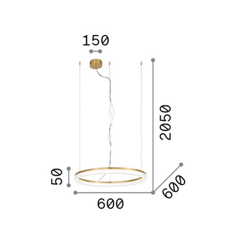 Ideal Lux CROWN 60 cm geïntegreerde LED-hanglamp voor aan het plafond, wit, 3050lm, 3000K