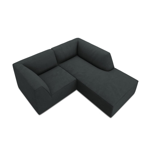Cosmopolitan Design - Modulaire hoekbank rechts Siena 3-zits, ribfluwelen zwart - 180x186x69cm