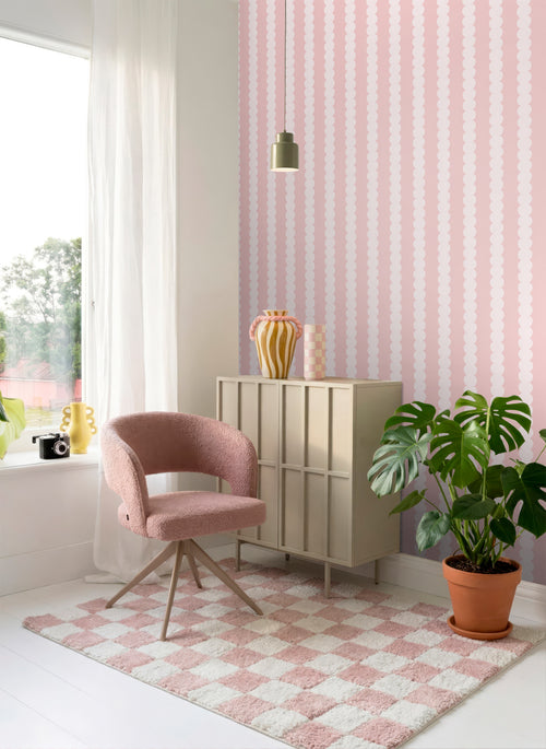 ESTAhome behang grafische print pastel roze - 0.53 x 10.05 m - 131745
