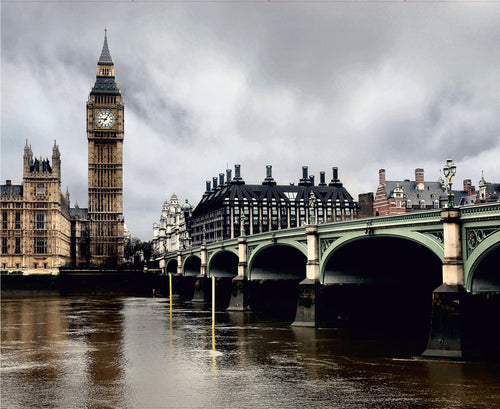 Sanders & Sanders fotobehang Londen beige, grijs en groen - 375 x 270 cm - 600468