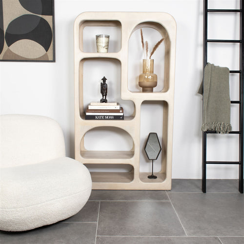 Giga Meubel Vakkenkast Yuki - Mangohout - Beige - 90x34x161cm - vtwonen shop