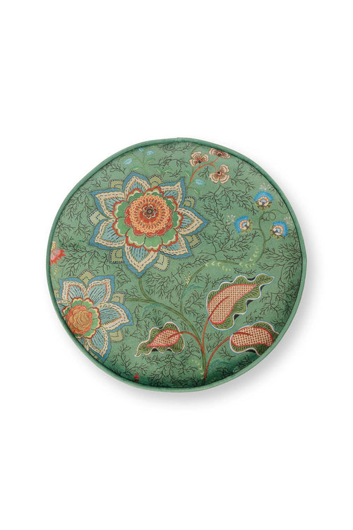 Pip Studio Poef Mumbai Morning Groen Fluweel 40 x 40 x 45 cm