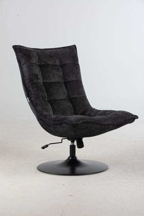 FurniLux Fauteuil Sam Black van  - Stof - Met en ronde voet - Verstelbaar en draaibaar - 100% polyester - 76 x 81 x 109cm - vtwonen shop