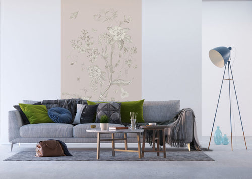 Sanders & Sanders fotobehang bloemmotief beige - 270 x 150 cm - 601221